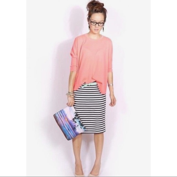 J. Crew No. 2 Pencil Skirt Navy Blue Deck Stripe 0 - Picture 7 of 7